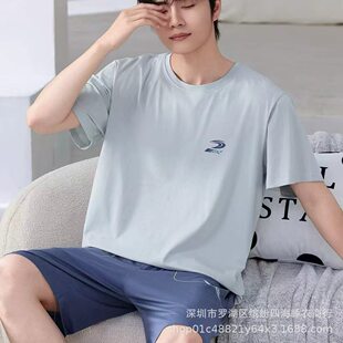 Spring summer cotton pijama, shorts, set, 100% cotton, suitable for outdoor wear