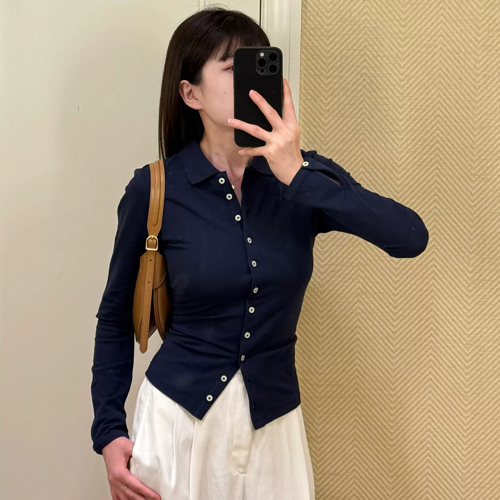 25秋冬新款棉质POLO长袖衫战马刺绣修身版纽扣式门襟长袖Polo衫