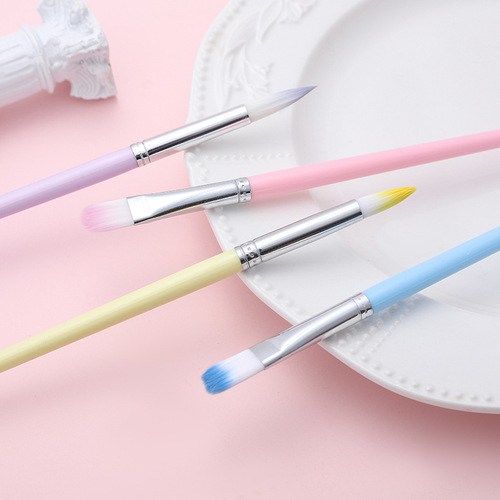 Boyixuan Art Set 6 two-color wool plastic rod macaron color children's painting nylon gouache brush