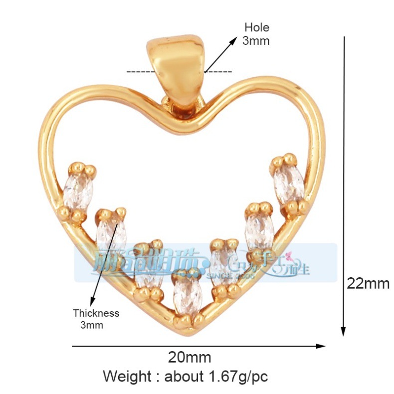 3g Weight Pendant Jewelry Making Type DIY Jewelry Accessories Classification 1 Piece Quantity Copper Material Heart Shape Pattern Hip-Hop, Vintage Style Style 1 Piece Copper Heart Shape Pendant 12