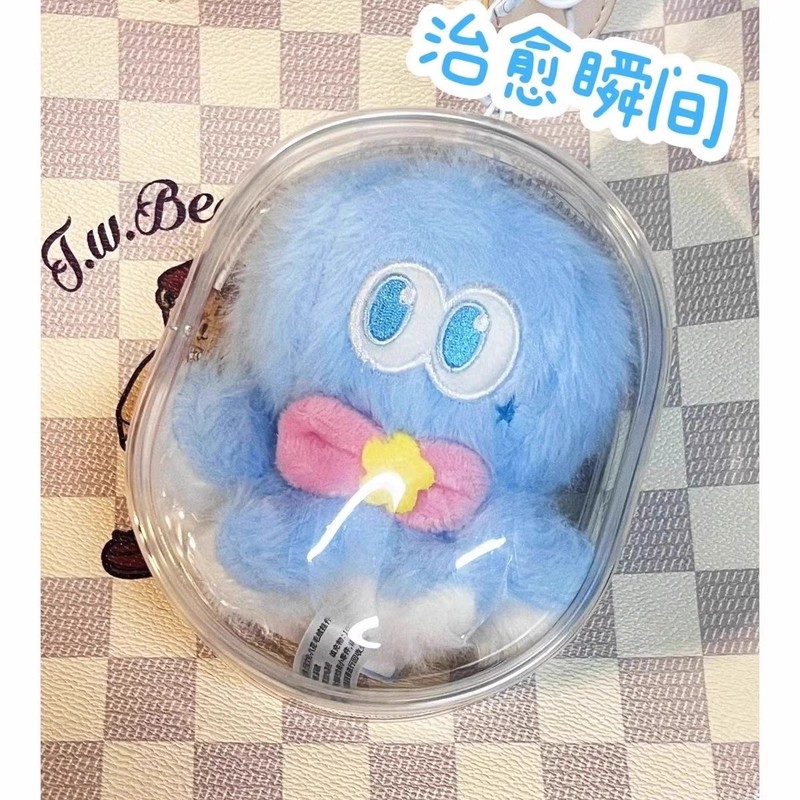 张杰八花毛绒挂件收纳包痛包防尘袋玩偶展示挂件套15cm娃包透明|undefined