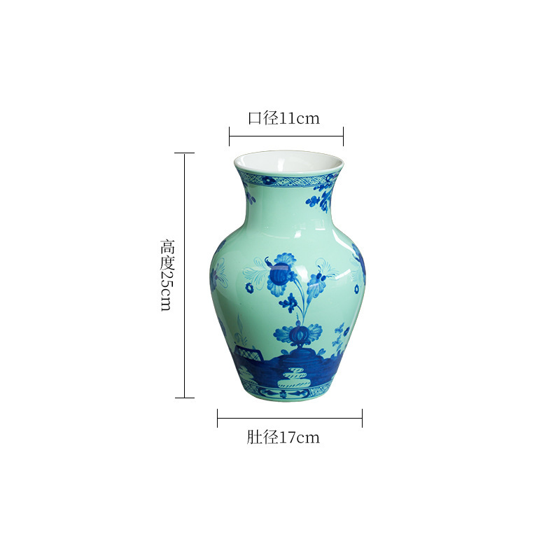 青と白の磁器の花瓶、高級景徳鎮家庭装飾、玄関装飾品、水耕栽培の花瓶、セラミック装飾品卸売|undefined
