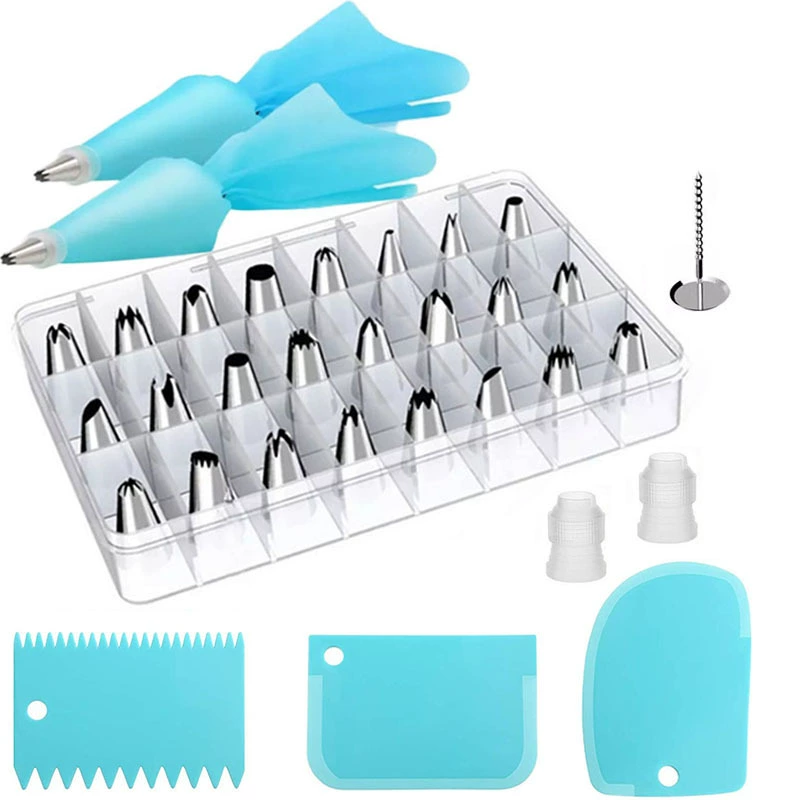 Набор из 32 предметов, 24 головки в клетку, насадка для украшения костюма, украшения для крема, торта, в коробке, инструменты для украшения из нержавеющей стали