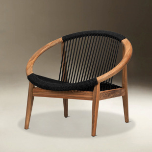 Outdoor sofa coffee table combination courtyard garden lazy rattan recliner designer balcony sofa chair solid wood furniture