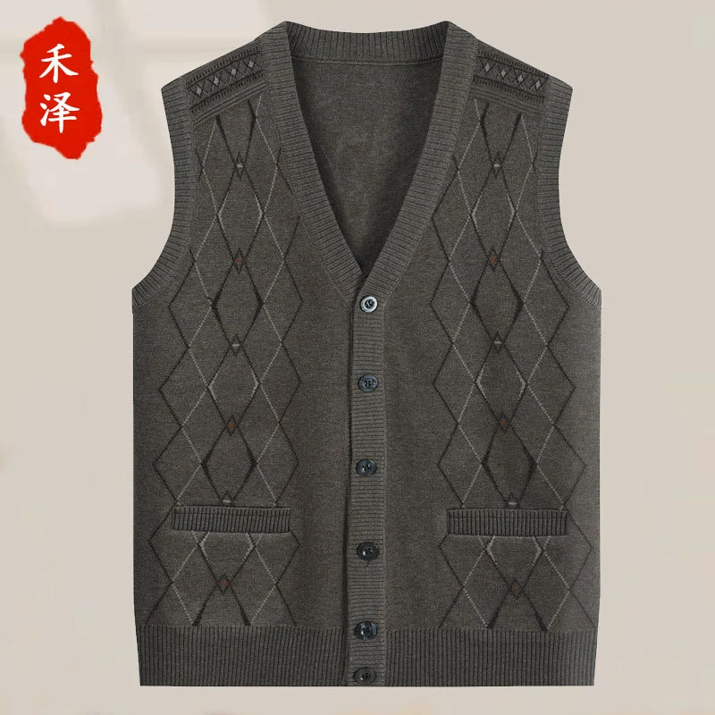 Spring autumn knitted vest, sweater, cardigan, jacket, for middle age