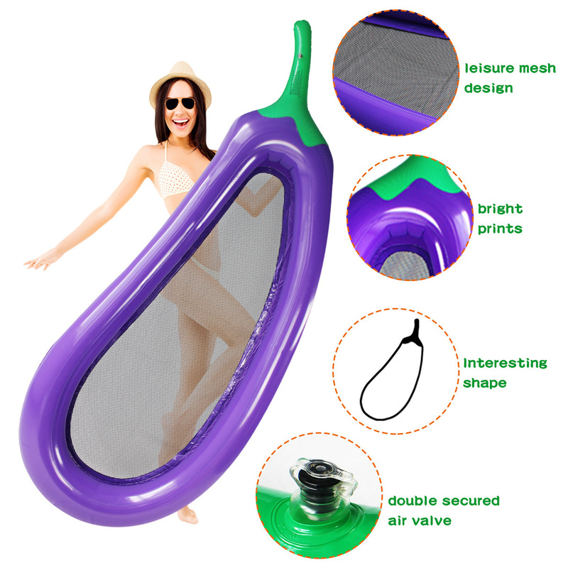 Cross-Border New 250cm Extra Large Water Clip Net Floating Row Inflatable Eggplant Floating Row Swimming Pool Fruit Floating Bed