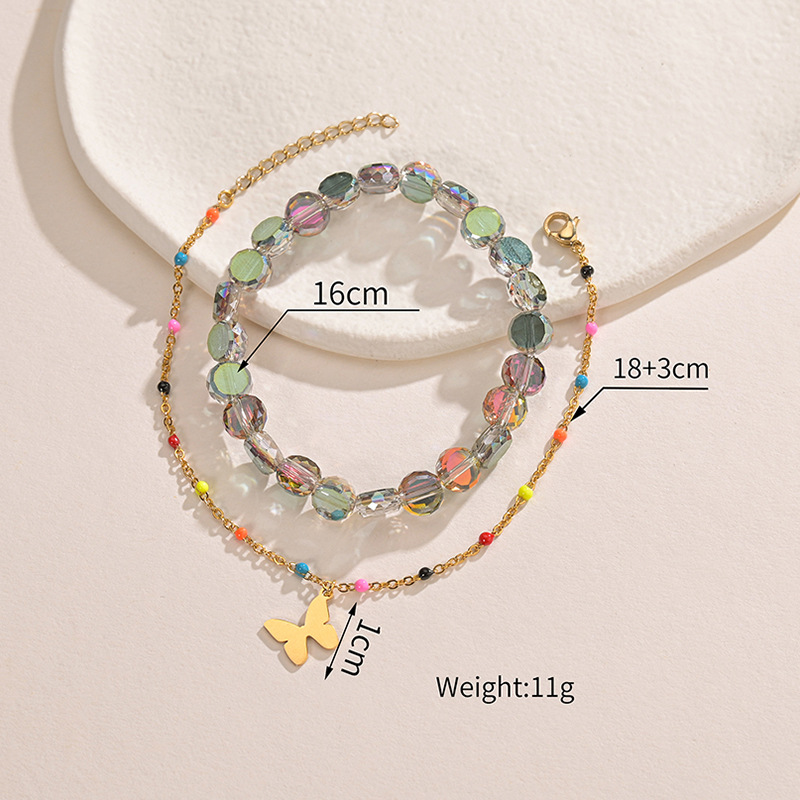 Fashion Butterfly Stainless Steel Beaded Womenu0027S Bracelets Necklace 1 Piece