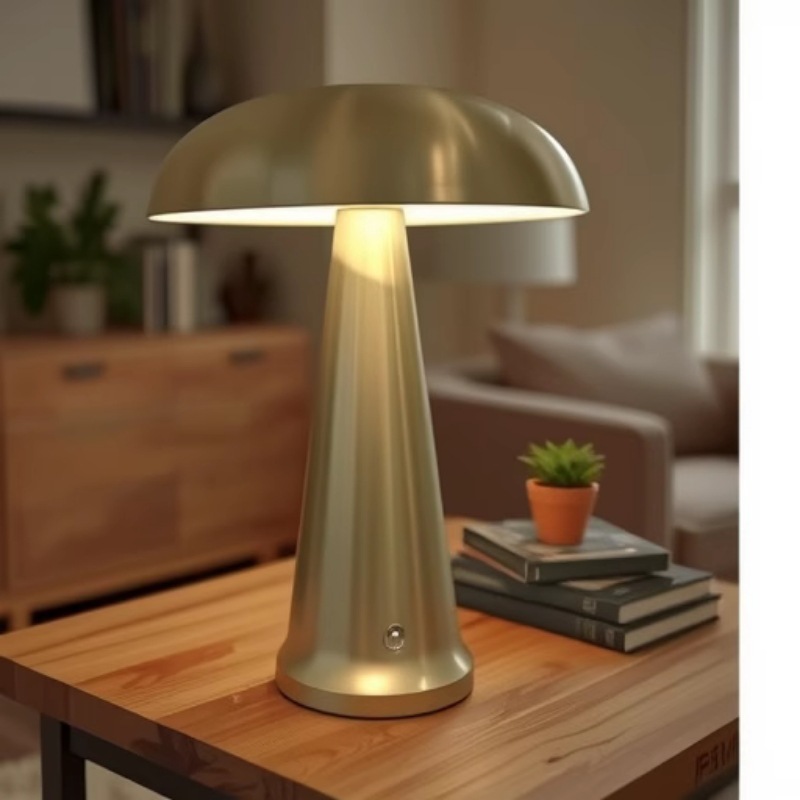 Lámpara de mesa de hongos danesa, dormitorio de estudio, barra de bar, nada, carga portátil, decoración de metal, lámpara de mesa, atenuación táctil