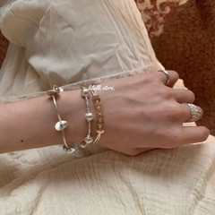 幸柿|天然透体巴西切割黄水晶泰银拉丝面银珠女叠戴高级感手串