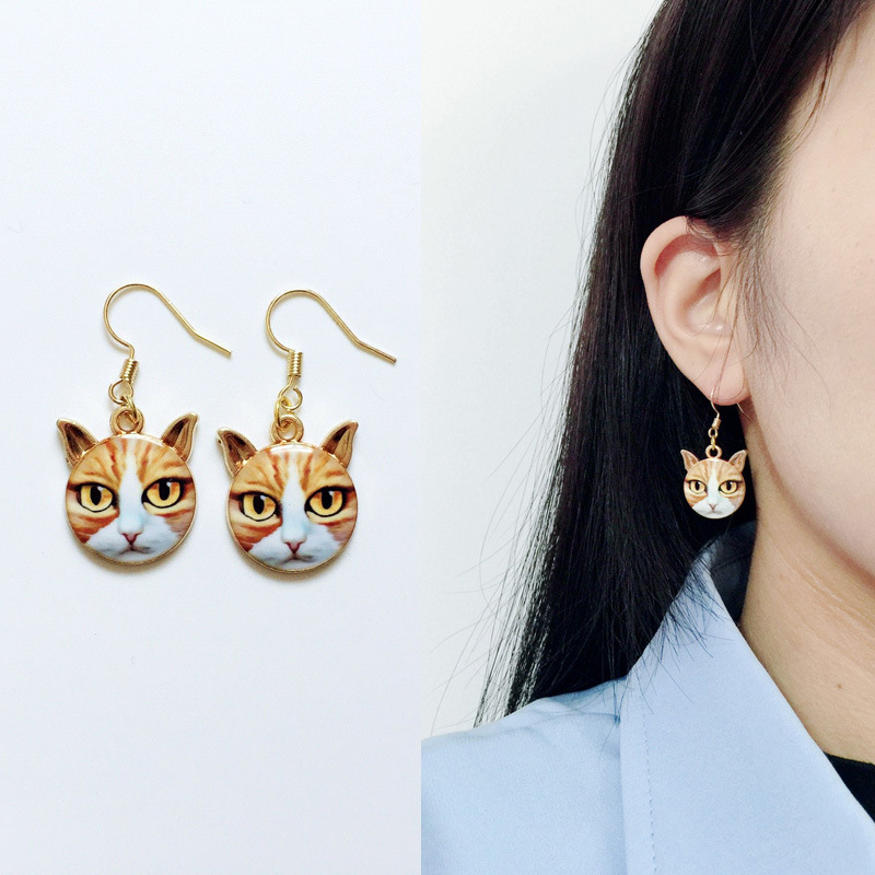 Lindo Gato Metal Esmalte Mujeres Pendientes De Gota 1 Par display picture 20