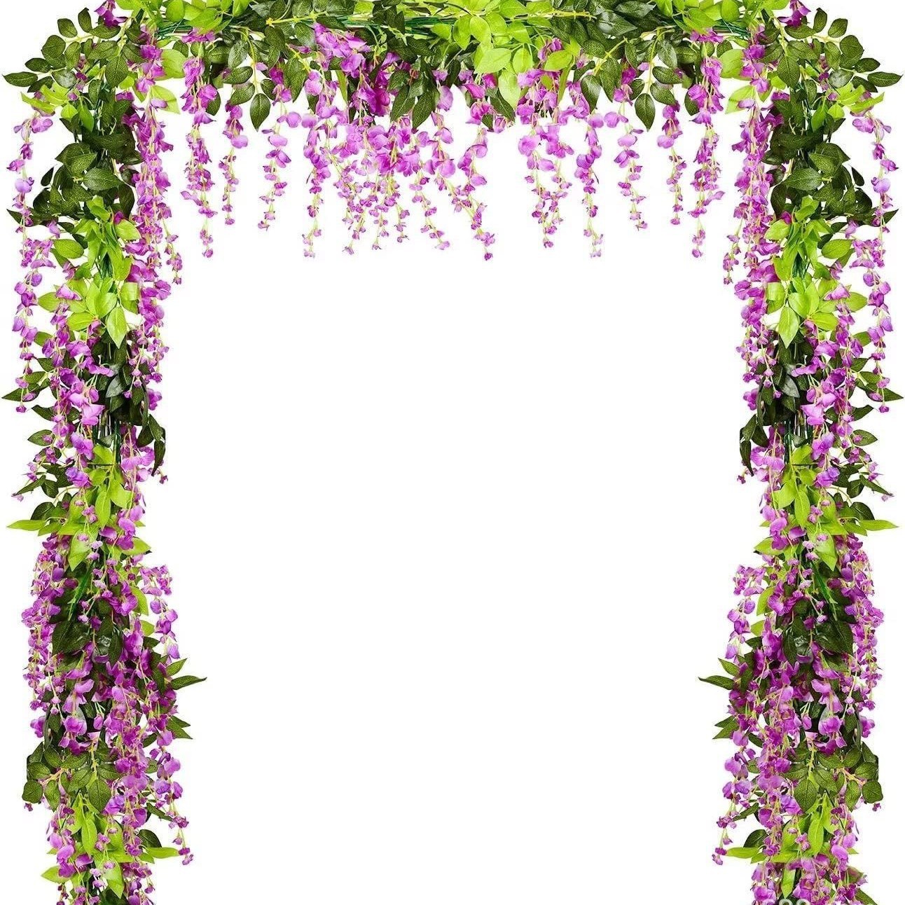 Filamento corto de flores de wisteria 5 cabezas - 1 rojo púrpura