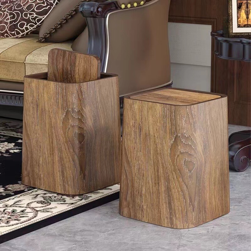 Chinese Vintage Imitation Wood Garbage Bin Household 2023 New Large Capacity Living Room Kitchen Bathroom Hotel Paper Chinese Vintage Imitation Wood Garbage Bin Household 2023 New Large Capacity Living Room Kitchen Bathroom Hotel Paper