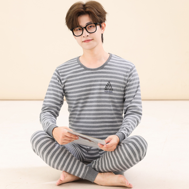Men's cotton underwear set, youth autumn clothes and pants, middle and older children's student underwear, autumn and winter all-cotton thermal underwear