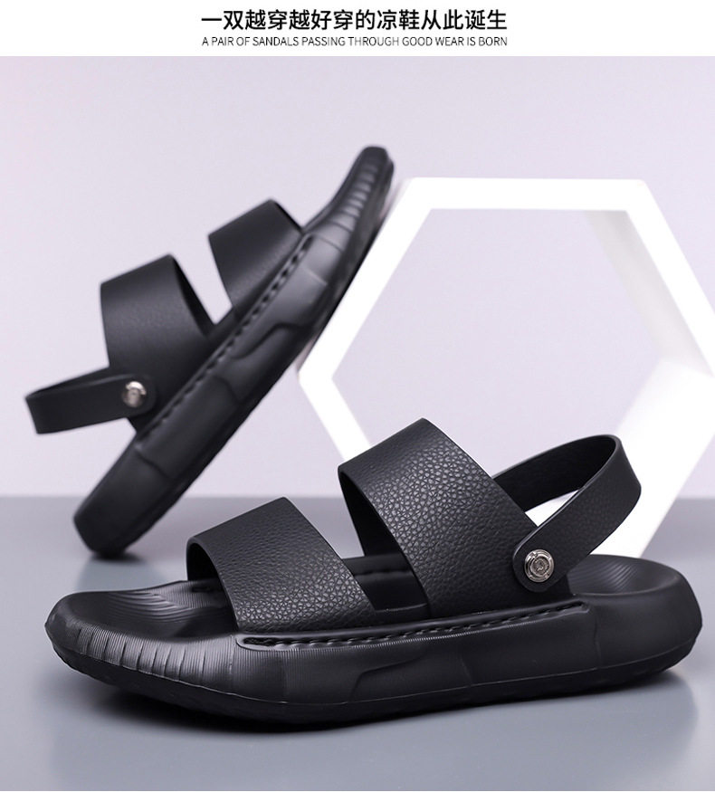 Dép lê nam da bò lớp trên cùng, đế dày, mặt mềm, kiểu sandal đi biển — GA06 màu đen, Màu nâu GA06 chi tiết 18