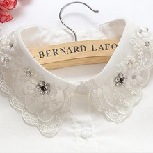 秋冬季白色钉珠水钻女士衬衫 假领子装饰衬衣假衣领跨境厂家批发