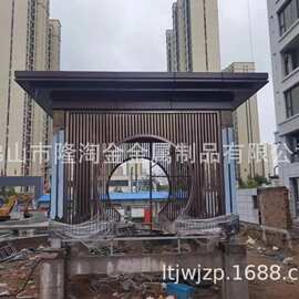 售楼部入口不锈钢凉亭装饰图片 承接不锈钢特色连廊工程安装案例