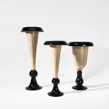 中古花瓶洒银高脚肌理新中式侘寂艺术手工琉璃花器摆件干花花盆