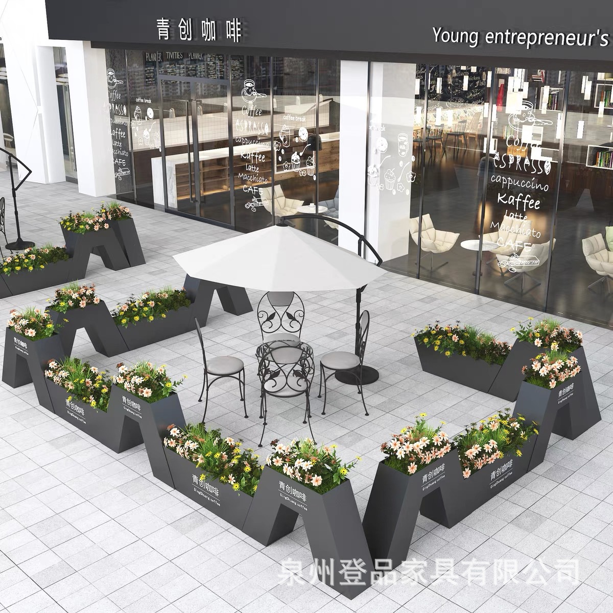 outdoors Flower Box combination Municipal administration Park Iron art leisure time chair Planters Commercial Street Sales department partition enclosure