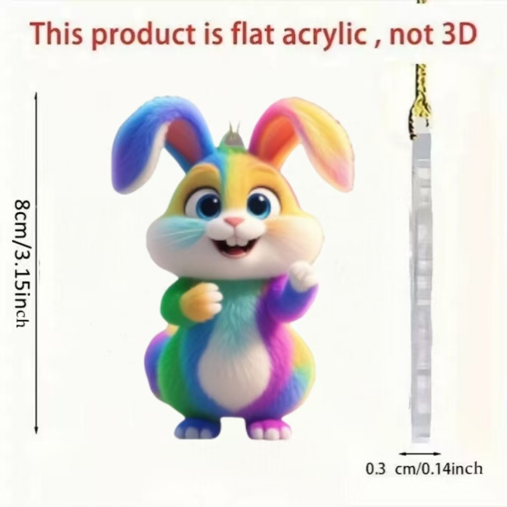 Nuevos productos de Pascua transfronteriza acrílico plano flor Dan lindo conejo colgante de coche Navidad Decoración de Acción de Gracias image 5