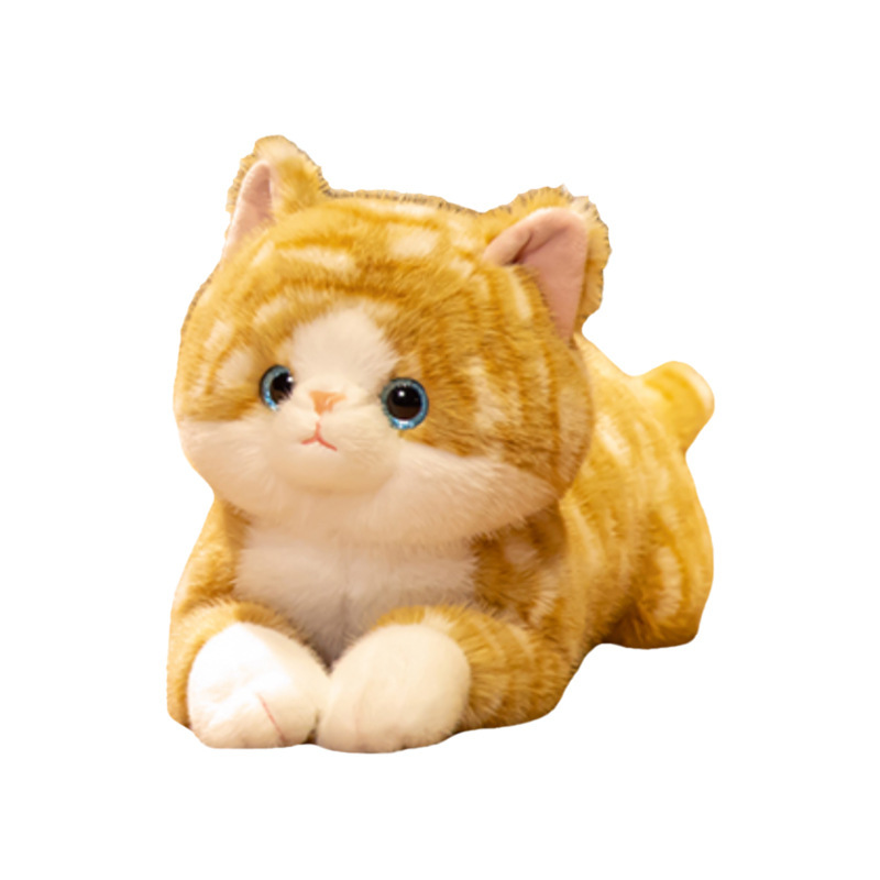 赛特嘟嘟条纹仿真趴款呆呆猫抱枕小猫咪公仔睡觉抱玩偶女生生日礼|undefined
