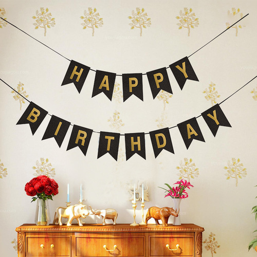 Happy Birthday Banner Gold Foil 8 Colors Gold Foiled Letters Fish Tail Streamers Party Banner Party Decorations