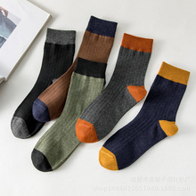 袜子男春秋中筒袜ins潮男袜拼色款长筒棉袜秋冬运动休闲男士长袜