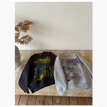 HM1208 2025冬款卡通卫衣中大童加绒宽松套头上衣