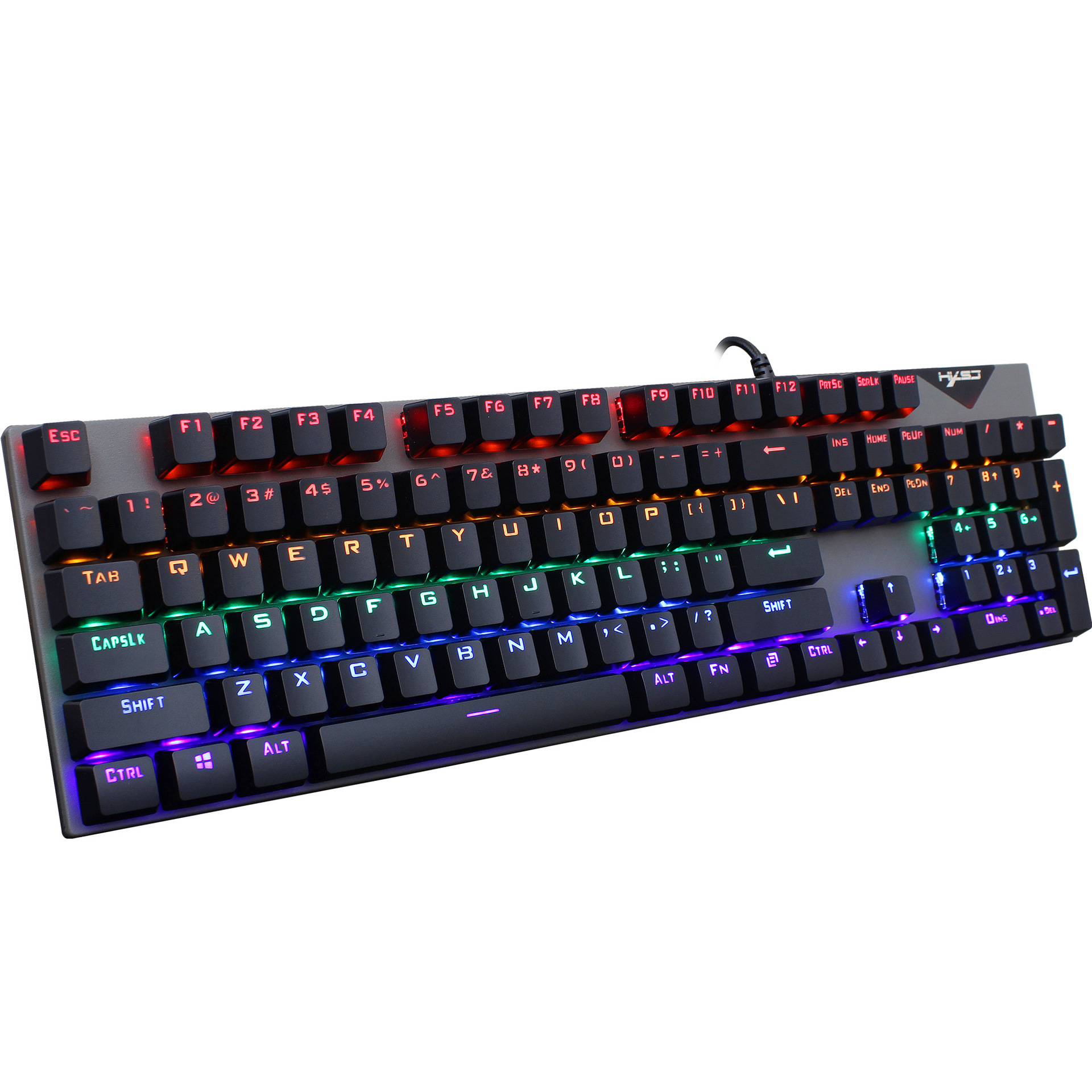 Mechanische Tastatur in arabischer Sprache mit 104 Tasten, blauer Achse und mehr als 20 Arten von Tastaturen mit bunter Beleuchtung_voghion.com
