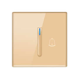 跨境外贸琴键开关插座面板金色钢化玻璃86型带LED灯个性化插座