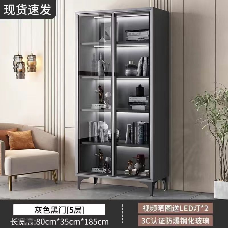 实木书柜带玻璃门客厅一体靠墙置物柜酒柜家用落地书柜展示柜|undefined