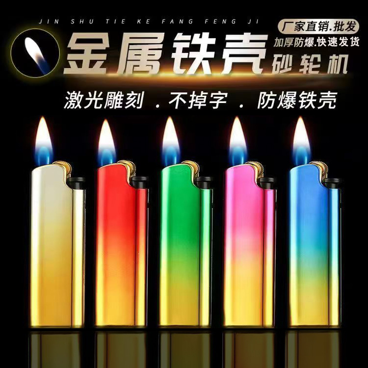 encendedor de rueda de abrasión de metal tipo polea engranaje de roca de encendido mayorista impresión publicidad de fuego abierto distribución mayorista