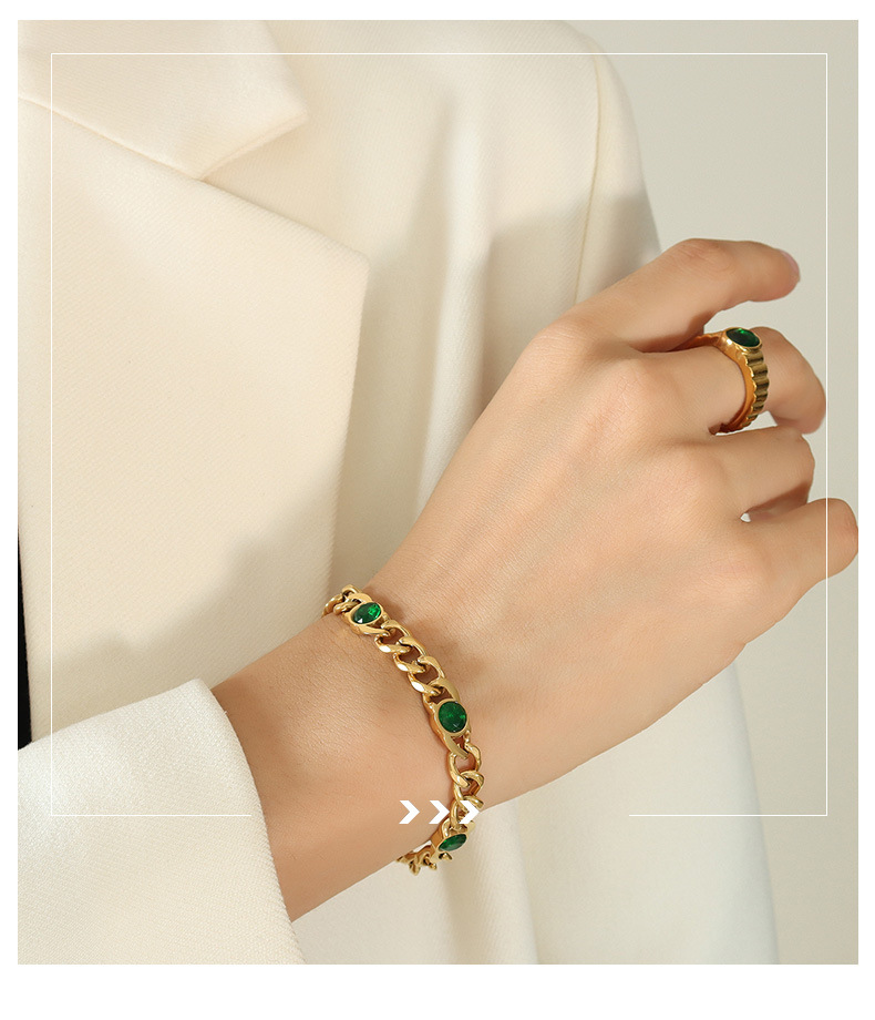 Fashion Geometric Titanium Steel Plating Zircon Bracelets Necklace