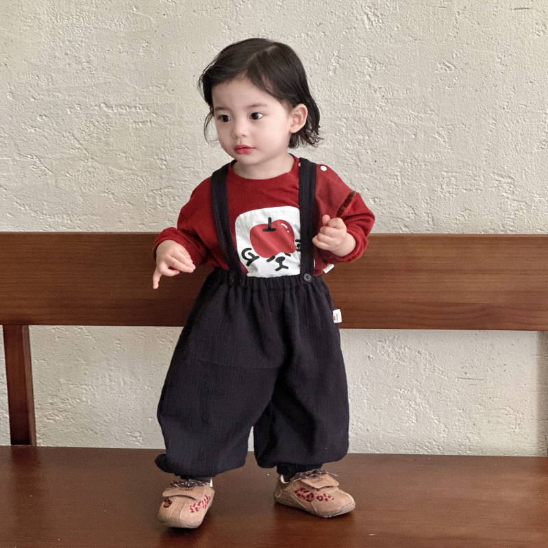 幼児と幼児の洋風オーバーオールスーツ 2025 新しいジャケット秋の男の子韓国スタイルのスウェットシャツベビー外出服|undefined