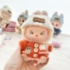 Striped button orange + white cuffed hat