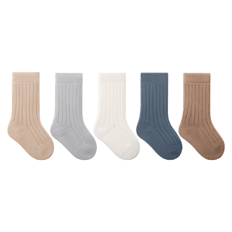 Calcetines infantiles de otoño y invierno de color sólido calcetines de algodón antibacterianos antiodorizantes sin hueso calcetines de marea para niños y niñas calcetines sueltas para bebés