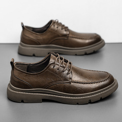 Casual leather shoes for men, autumn business workwear, trendy shoes, Brogue Martin men's shoes, British style versatile low-cut sneakers