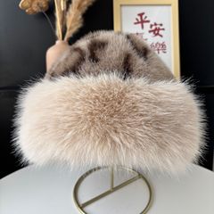 豹纹帽子保暖毛绒帽子蒙古秋冬季复古加厚防寒显脸护耳渔夫蒙古帽