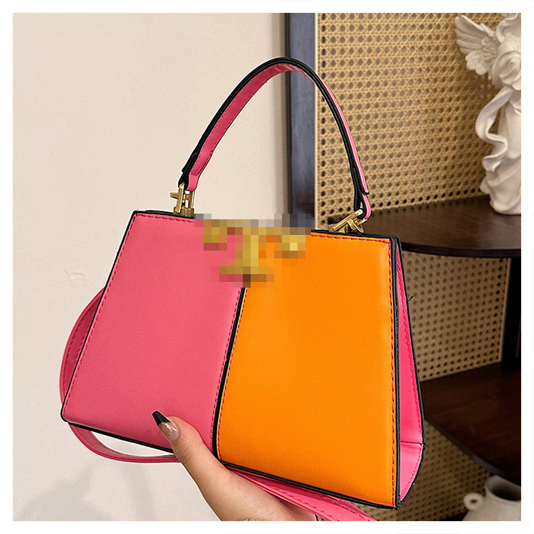 Bolso de mujer de moda de color de contraste transfronterizo nuevo bolso de mensajero portátil de pu de tendencia europea y americana