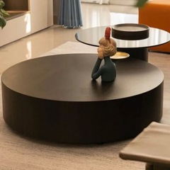 3L Tea Table Light Luxury Cream Style Simple Living Room Design High-End Sense Marble Glass Round Edge Side Table Set for Instagram Influencers