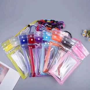 Tri-fold airbag inflatable mobile phone waterproof bag three-layer sealed Velcro mobile phone takeaway touch screen bag factory wholesale