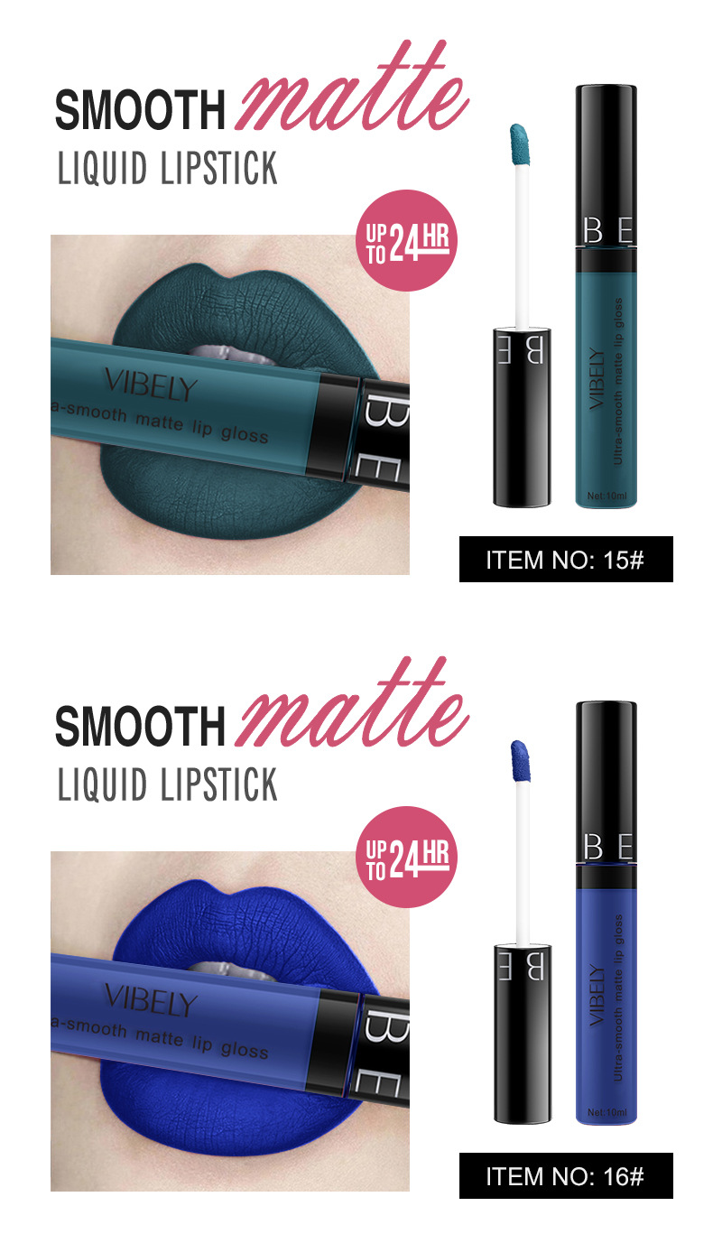 VIBELY Cross-border Makeup Amazon matte non-stick cup lip gloss Non-fading long-lasting liquid Lipstick Export version undefined