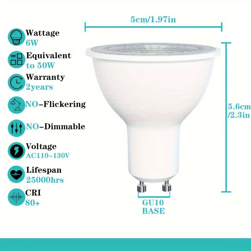 跨境聚光led灯gu10美规6W恒流无频闪射灯灯杯轨道灯射灯光源