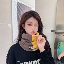 秋冬季2025新款拼色保暖围脖女百搭男女同款遮脸面罩脖套防风围巾