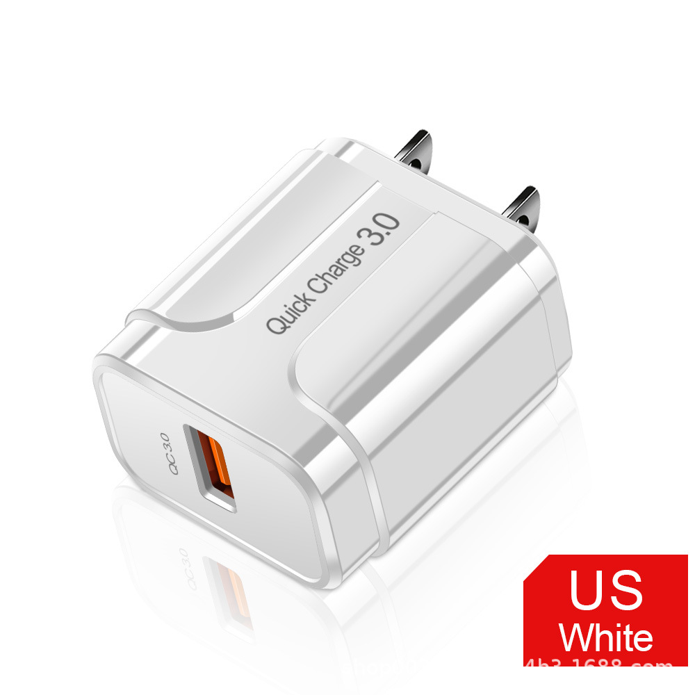 Estuche europeo y americano de carga rápida QC3.0 puerto único 5V/3A cabezal de carga carga rápida carga flash cargador de teléfono inteligente