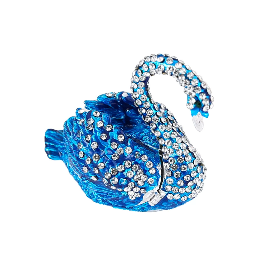Blue metal swan, storage system, accessory, enamel, box, light luxury style