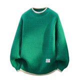波浪纹毛衣男秋冬款潮牌内搭衣服假两件线衣加绒加厚半高领针织衫，男装针织衫/毛衣，星座614