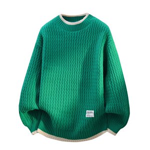 波浪纹毛衣男秋冬款潮牌内搭衣服假两件线衣加绒加厚半高领针织衫图片