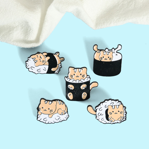 AliExpress Best Selling Brooch Creative Cartoon Cat Pillow Pet Nest Series Painted Alloy Accessories Badge