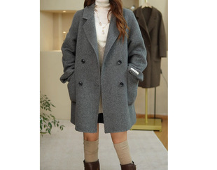 Twill Double-sided Alpaca Coat Women's 2024 Winter New Woolen Coat Short Double-sided Korean Style