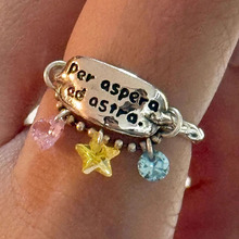 小红书爆款趣味刻字银戒指女粉钻黄钻蓝钻吊坠精致食指戒一件代发